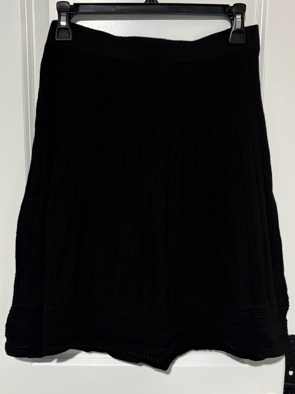 Sophie Max Black Ribbed Knit A-Line Skirt Size Medium - Picture 5 of 5